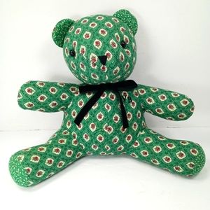 VERA BRADLEY Rare Vintage 2000 Greenfield Pattern Fabric Stuffed Teddy Bear EUC